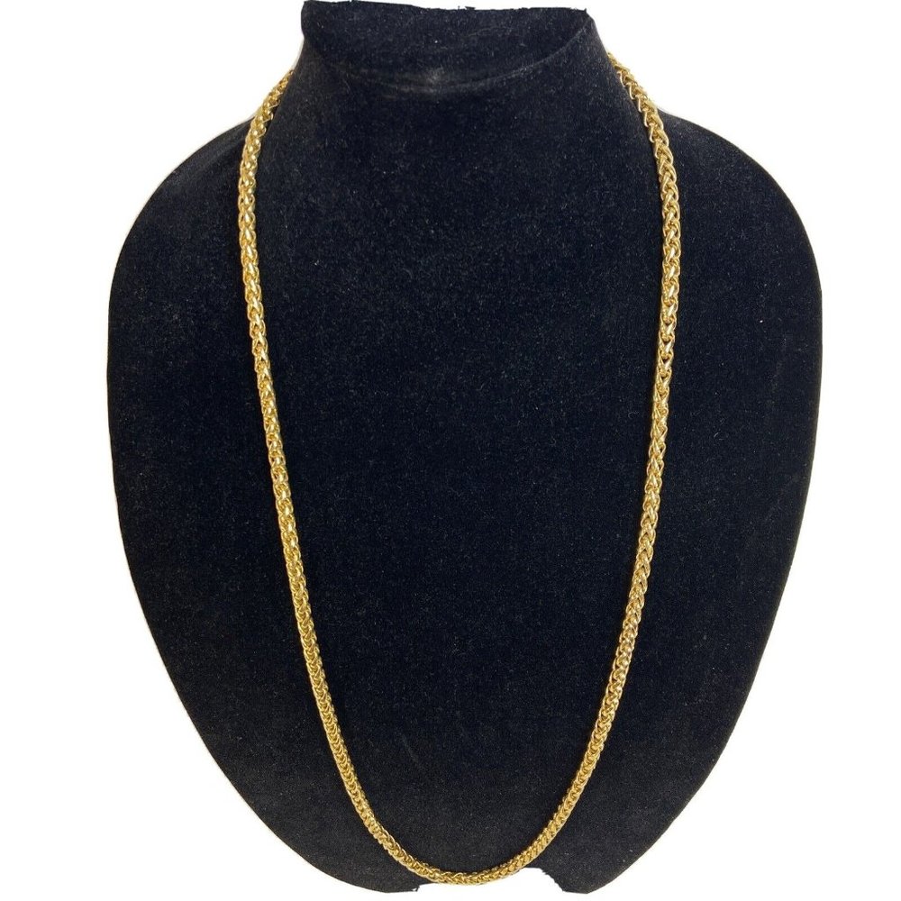 Premier Designs Wheat Braided Chain Necklace Gold Tone Heavy Weight 36 In